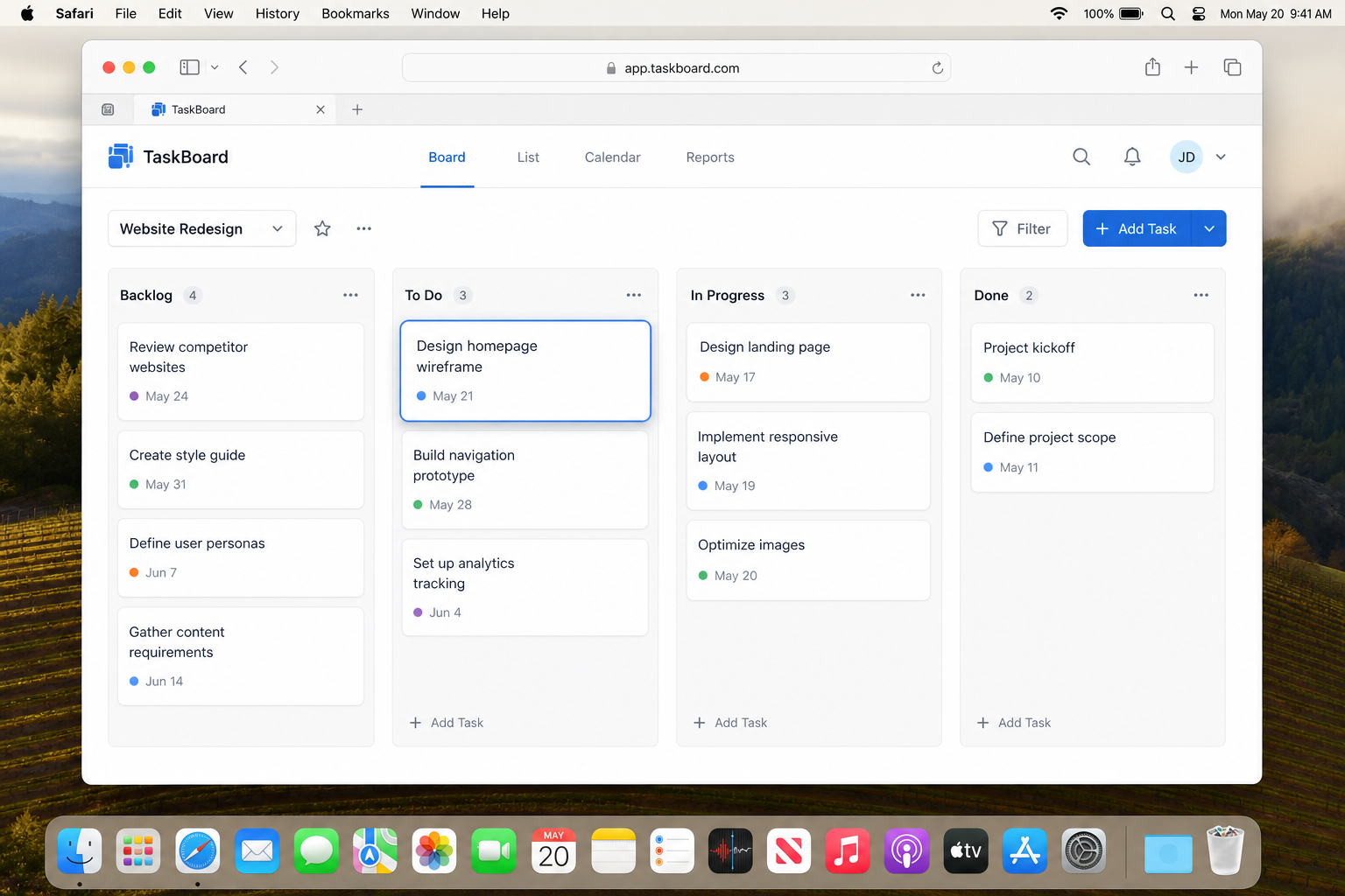 Synthetic kanban task